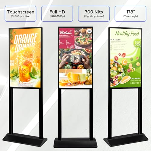 Image of 43 Inch Floor Standing Digital Signage 1080 x 1920P Android 14 OS Touchscreen Interactive Kiosk Advertising Display Digital Menu Board for Restaurants /Stores