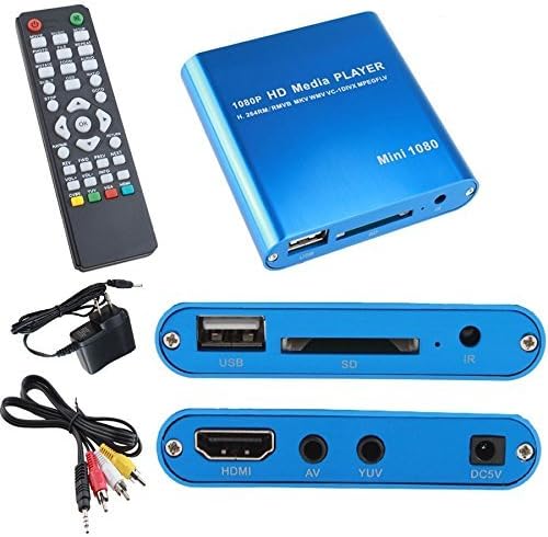 Farmunion New Blue USB Sd MMC Hd 1080p MKV Av Port Hdmi Video Audio Digital Multi Media Mini Player