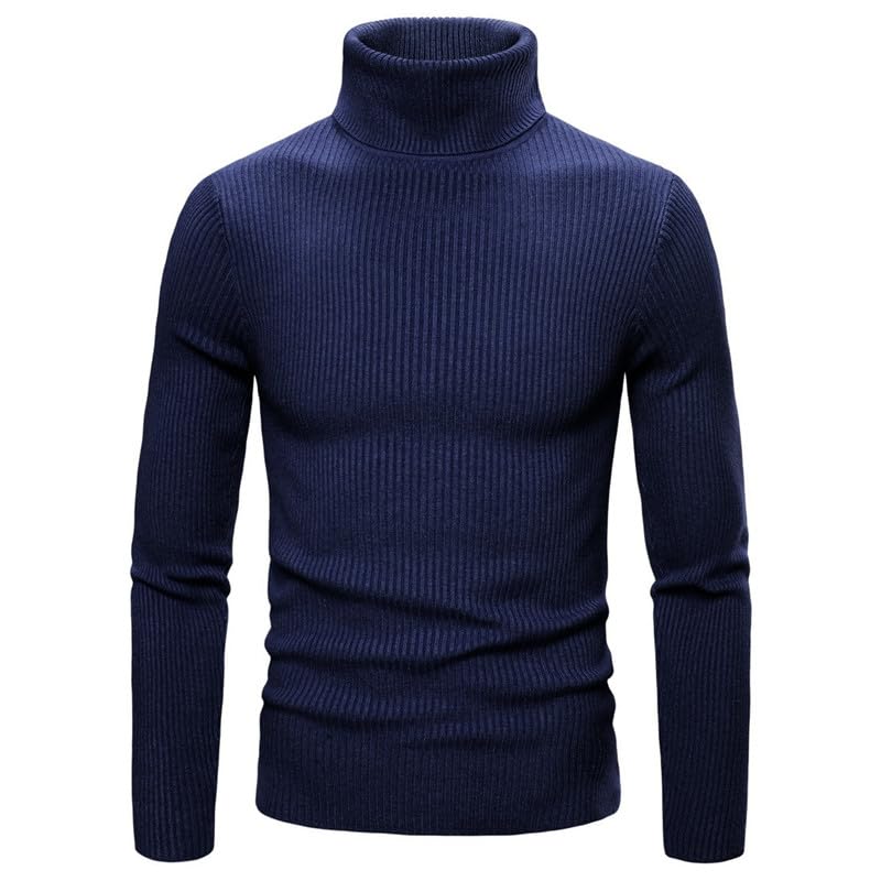 Męski sweter z golfem, solidna casualowa dzika dzianinowa koszula