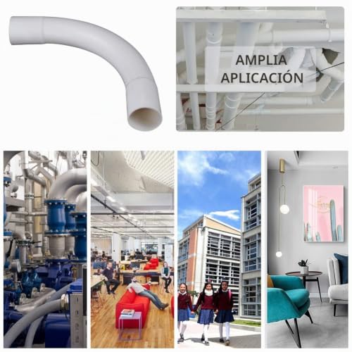 Miniatura 6 de Codo De Tubo,Tubo Redondo Rígido Del Pvc,Conectores De 106 Grados De Tubería,Tubo De Conducto De Plástico Cable Canal Instalación Para Canal Exterior Y Interior Casa Sótano Techo Montaje,10 Pcs,16mm