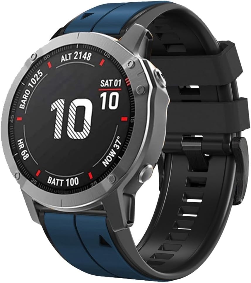 26mm watch band for garmin fenix 7x sapphire solar fenix 6x pro solar fenix 5x 3 hr quick release fit dual color silicone watch strap replacement for garmin epix 2 pro sapphire 51mm Descent MK1/2/2i