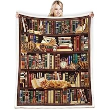 Book Lovers Gifts Reading Blanket,Gifts for Book Lovers Women,Librarian Gifts Throw Blanket,Literary Gifts Ideas,Best Bookworm Gifts,Best Gifts for Bookworm,Cat Soft Throw Blanket 50"x60"