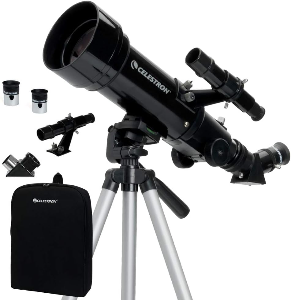 21035-ADS Travel Scope 70 Refractor Telescope Kit with Backpack, Black (Amazon Exclusive Including Additional 4mm Eyepiece and 3X Barlow Lens)