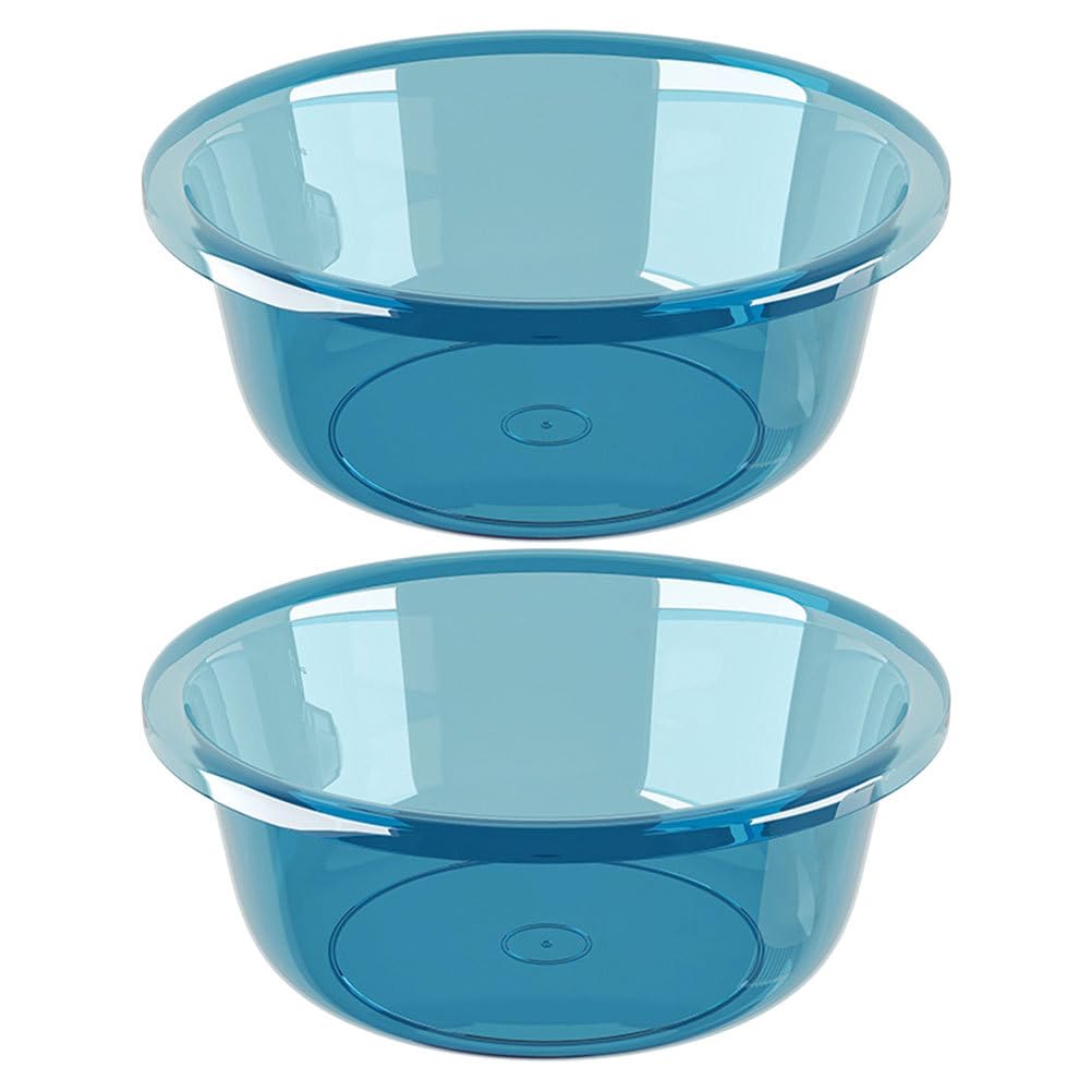 Veemoon Round Plastic Wash Basin, 2Pcs Stackable Wash Tub Camping Dishpan Kitchen Basin Foot Soak Tub Laundry Hand Bucket Dish Pans for Face Cleansing