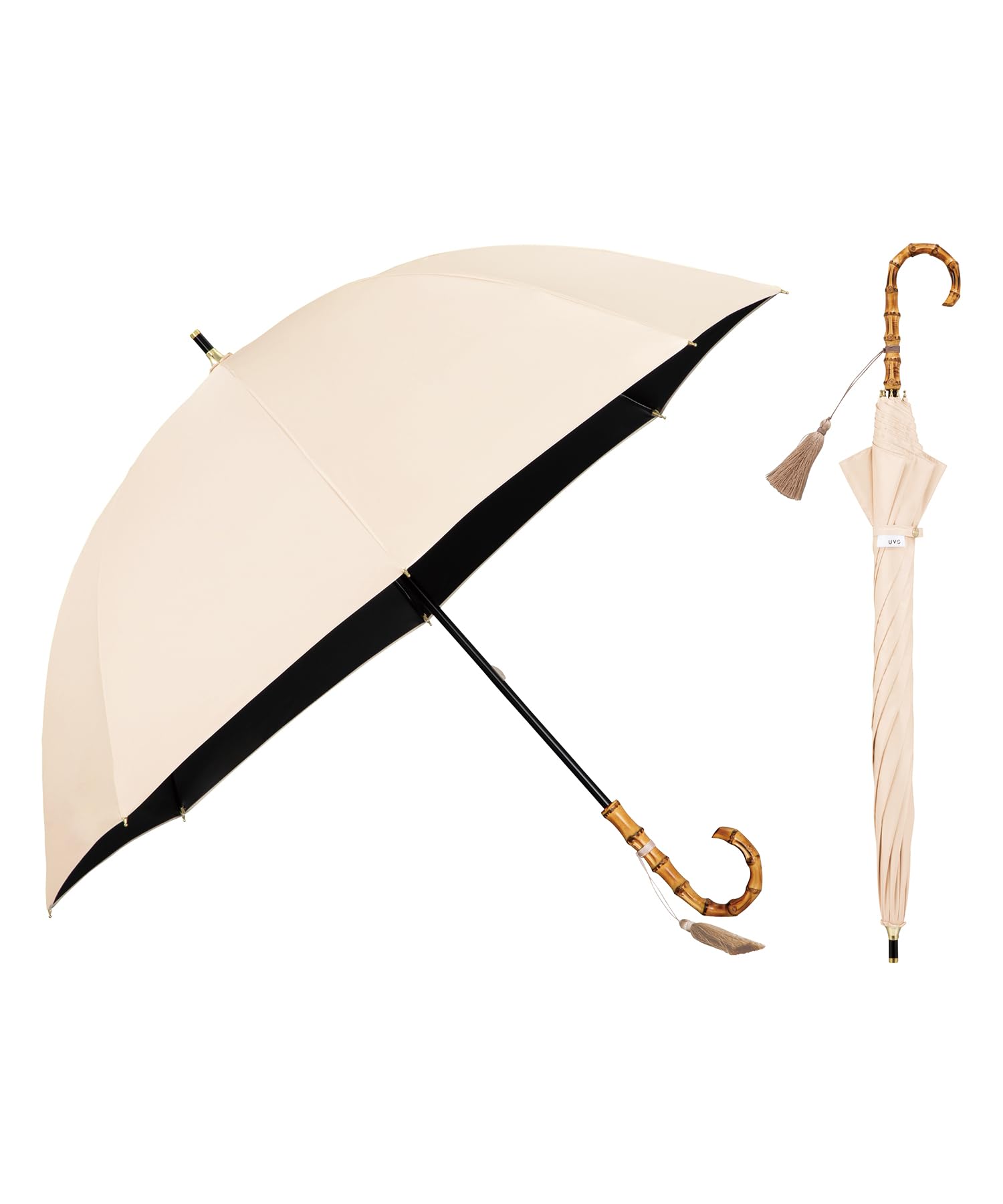 【2025】最強の日傘 日傘 UVO（ウーボ）60cm 無地タッセル グレー 《遮光率100%・UVカット率100%・UPF50＋・晴雨兼用・耐風・遮熱》 長傘 60cm 大きい 通勤 通学 旅行 オシャレ 可愛い 女性 レディース UVO60S-27 - 5
