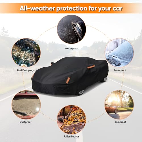 Image of Car Cover Custom Fit for Chevrolet Corvette C4 C5 C6 C7 C8 1980-2026, Outdoor Waterproof All Weather Heavy Duty Full Exterior Cover for Sun Rain Snow UV Dust Protection with Door Zipper