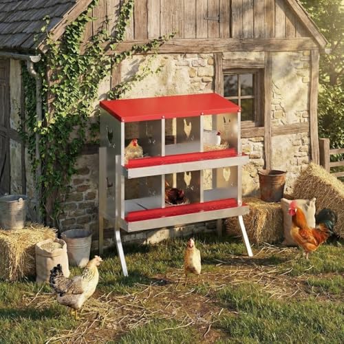 6 Holes Chicken Nesting Boxes, Nesting Boxes for Chickens, Easy to Clean and Install, Chicken Laying Box for Outdoor Chicken Coop Farm Yard, with Meta