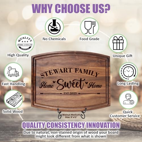 Tabla de Cortar Personalizada 'Home Sweet Home' – Tabla de Madera Grabada a Medida – Regalo para Mudanza, Nuevo Hogar, Cierre Inmobiliario, Boda, Aniversario, Navidad o Fiesta de Despedida de Soltera miniatura 5