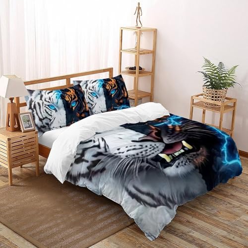 Parure housse de couette tigre double face en microfibre premium - 2