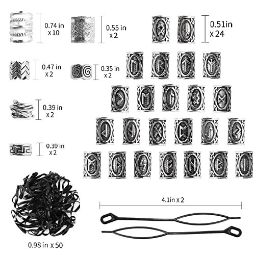 Vaikby Viking Hair Beads Set (76Pcs): Metal Silver Clips thumb #6