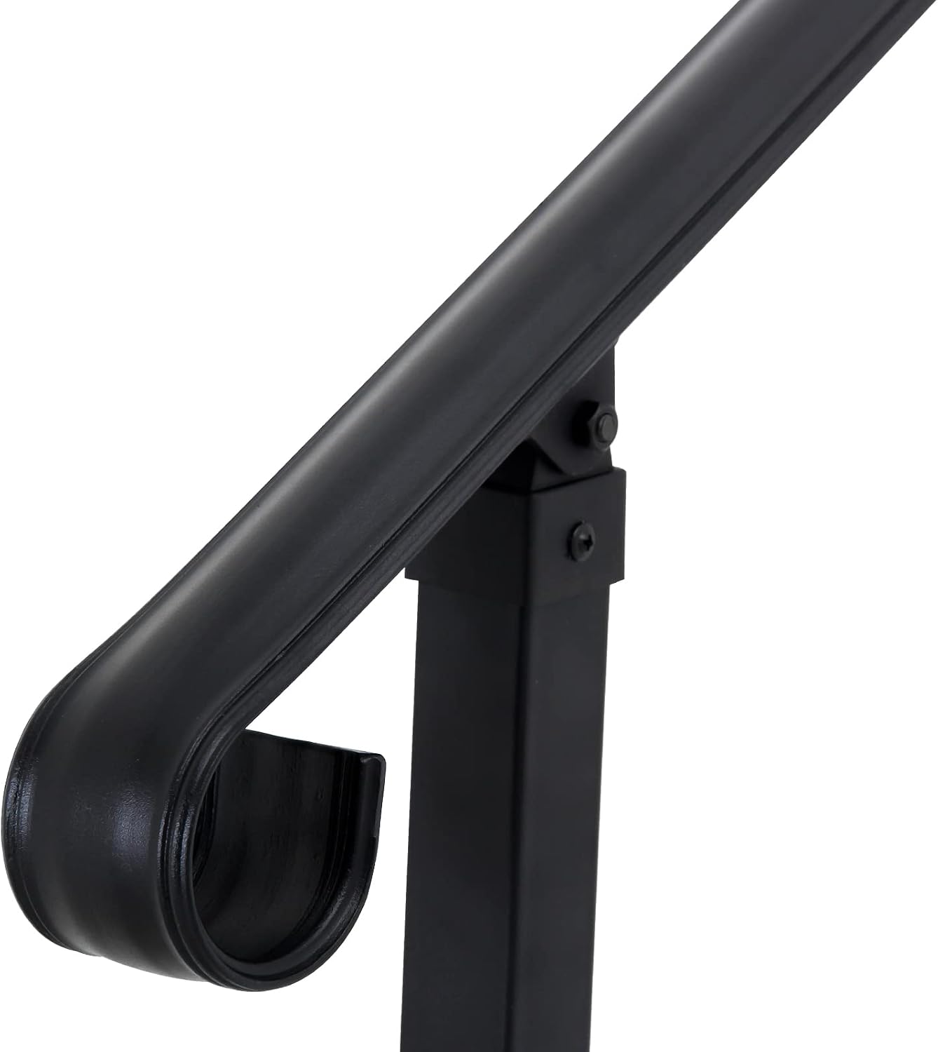 Stair Handrail Wrought Iron, Step Handrail Safety Non-Slip and Rust Resistant, Wall-to-Floor Mounted Handrail Fits 2-3 Steps for Indoor or Outdoor Stairs