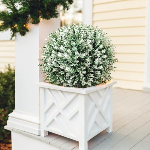 Árboles artificiales de boj en bola 60 cm para maceteros de exterior 5