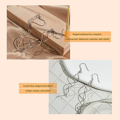 Sterling Silver Spiral Long Wire Earrings, Handmade Twisted Linear Hypoallergenic Dangle Drop Earrings, Gift for Women2
