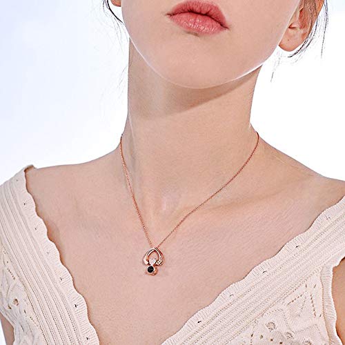 I Love You Necklace 100 languages for Her Girlfriend Mom Rose Gold Antler Dear Elk Memory Projection Necklace in Different Ways Mother's Day Birthday Gift For Daughter Wife Box (Rose Gold -2 Heart)4