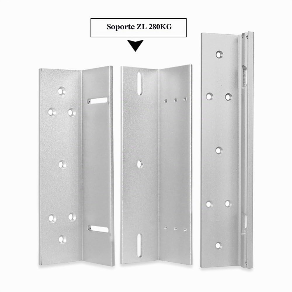 Cerradura magnética electromagnética de 280 kg, Control de Acceso, Cerradura eléctrica con Soporte ZL DC12 V, Seguro para Puerta Individual (Cerradura de 280 kg + Soporte ZL)