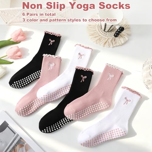 Image of Jspupifip Cute Pilates Socks for Women | Non Slip Yoga Socks with Grips for Barre Workout Athletic Hospital