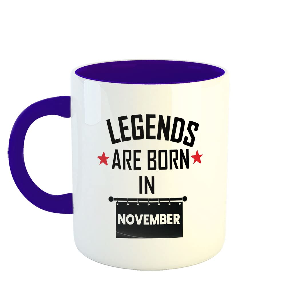Happu - Printed Ceramic Coffee Mug, Happy Birthday Wishes for November Month - Legends are Born in Nov, Gifts for Wife, Gifts for Mens, Gift for Sister/Brother, 325 ML(11Oz), 1208-DB