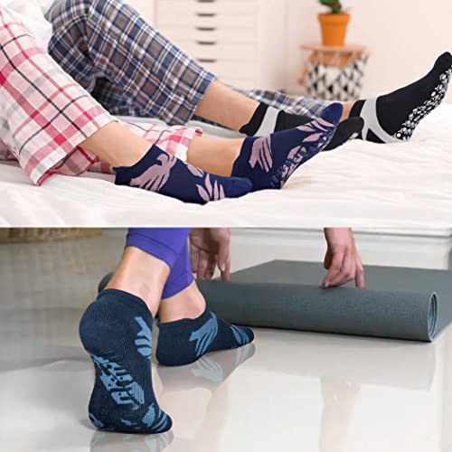 Image of Muezna Non Slip Yoga Socks for Women, Anti-Skid Pilates, Barre, Hospital Socks with Grips, Size 5-10