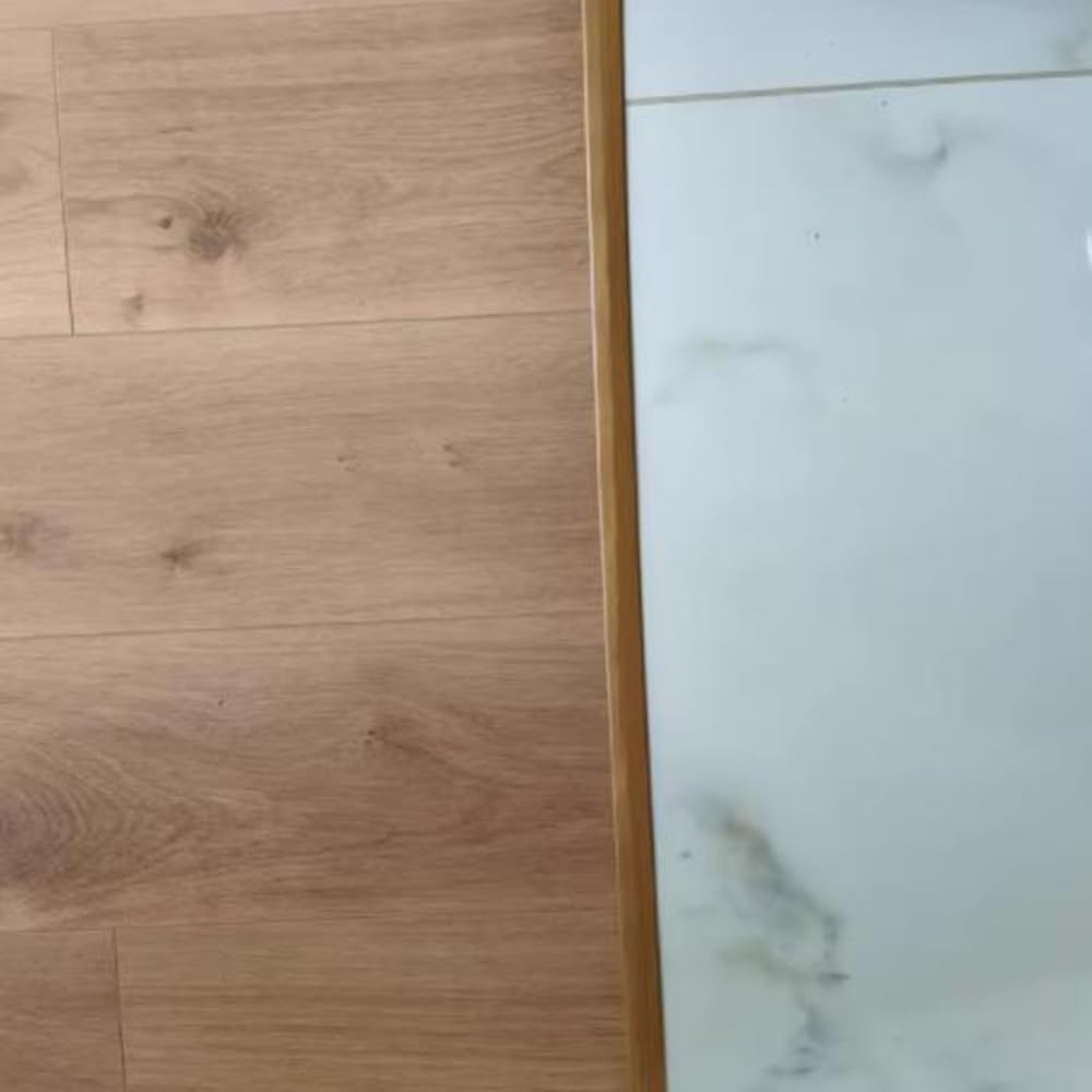 Door threshold strip Self-Adhesive Threshold Transition Strip, T-Mold Flat Divider Strip For Laminate To Tile, Aluminum Floor Transition Strip Doorway Edge Trim 35 Inch, Wood Grain Design(Wood Color)