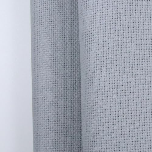 Image of KCS 16CT Counted Cotton Cross Stitch Aida Cloth Fabric (Light Grey, 59 inch x 1 Yard)