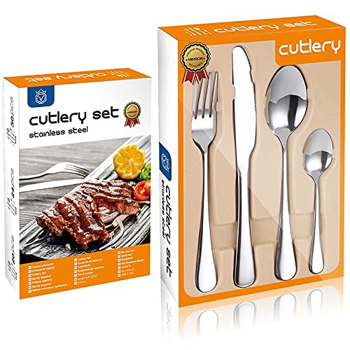 BOSHYUM Juego de Cubiertos de 24 Piezas con Caja de Regalo, Cuchillos, Tenedores, cucharas, vajilla de Acero Inoxidable, vajilla de Cocina para Restaurante