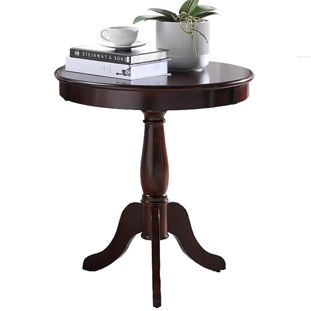 Solid Wood Edge/Small Coffee Table, Round A Few Phone Tables Sofa Side Table Coffee Table Round Table Simple Tea (Dark Walnut)