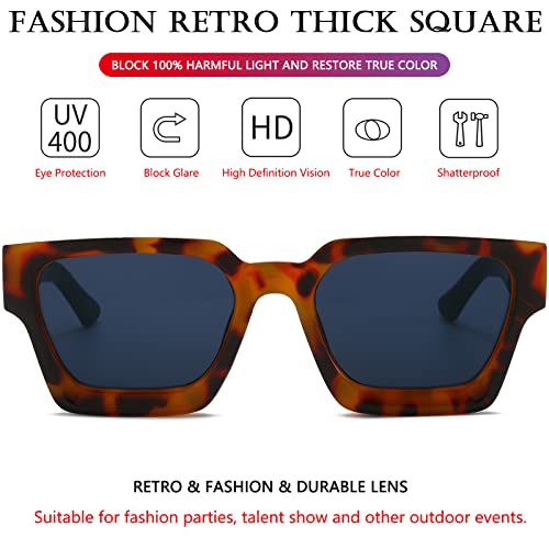 Image of AIEYEZO Square Sunglasses for Women Men Square Thick Frame Sun Glasses Simple Designer Style Shades