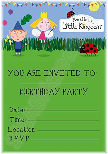 A5 Kids Childrens Party Invitations X 12 -Ben and HOLLY'S Magical Kingdom Design (with Envelopes)