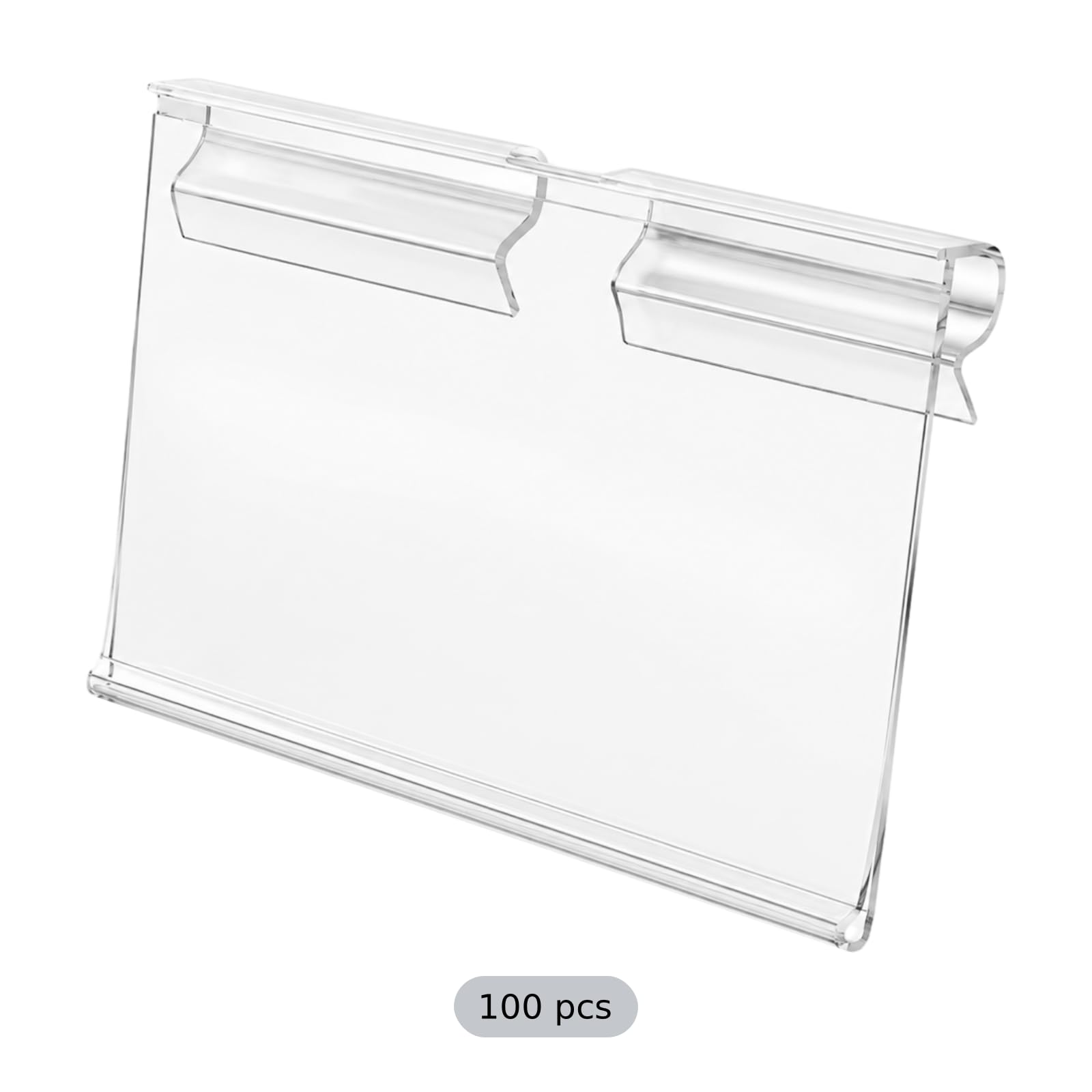 100 porte-étiquettes en plastique transparent, support d’étiquettes avec crochets en fil, porte-signes pour commerce avec cartes vierges, étiquettes à double fil pour supermarché et magasin
