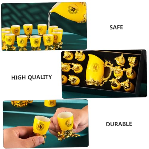 Set 12 Vasos de Licor Cerámicos con Dispensador Amarillo miniatura 3