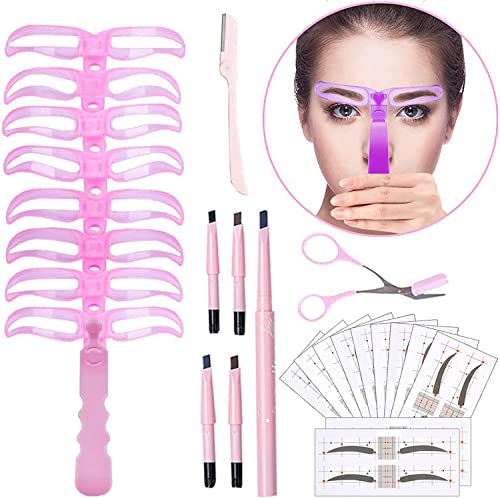 GCOA Plantilla De La Ceja,8 Estilos Plantilla -Kit Herramienta de Maquillaje Para Principiantes DIY