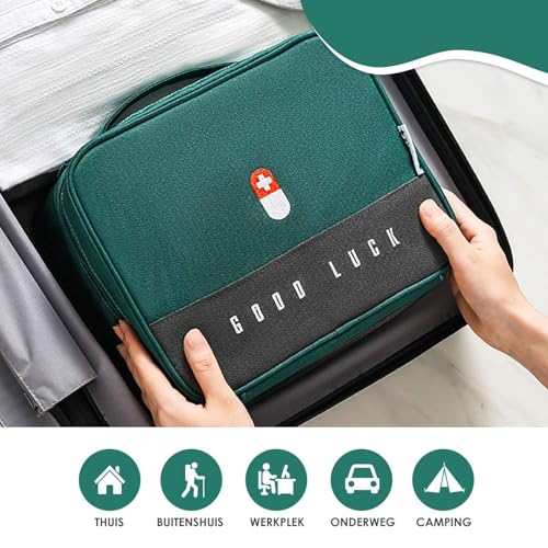 Image of ARURA (LABEL) Medicine Bags, Travel First Aid Box, Empty First Aid Kit Waterproof Medicine Storage Box, First Aid Pouch for Home, Office, Travel, Camping, Hiking (Large)