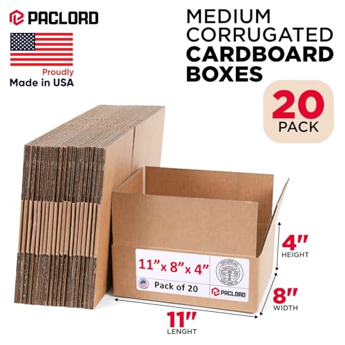 Image of Small Cardboard Boxes 11 inchL x 8 inchW x 4 inchH (Pack of 20) - USA-Made Packing Boxes for Moving, Shipping, or Storage - USPS, UPS, FedEx Approved - Professional Packing Supplies for Moving | USA-Made Packing Boxes for Moving, Shipping, or Storage - USPS, UPS, FedEx Approved - Professional Packing Supplies