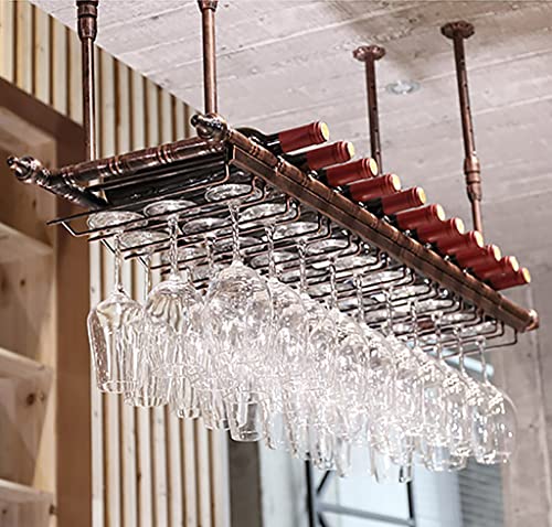 Soportes para copas Sostenedor del vidrio de vino Sostenedor del cubilete colgando estante del vidrio de vino bar escritorio Bar Club (80×30cm, Bronce)