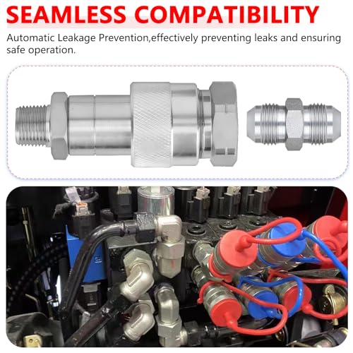 Image of 3 /8 inch NPT 10000 PSI Hydraulic Quick Coupler Set | Heavy-Duty Carbon Steel Quick Disconnect Couplings for Enerpac C-604, Parker 3000 Series | Includes Male & Female Plugs with Dust Caps