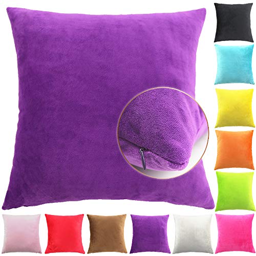 Easondea Fundas de Cojín de Color sólido Square Decorativos para Sofá Cama Coche Fundas Cojines Funda de Almohada Violeta 45X45CM