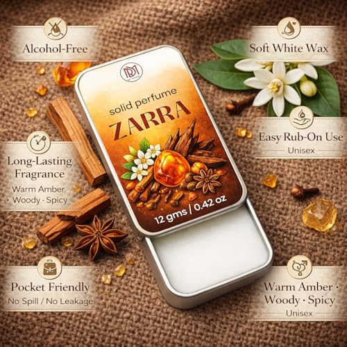 Image of Solid Perfume |zarra&White amber Alcohol Free Wax Perfume Balm, Long Lasting | Pocket Tin 12g, Pack Of 2| Non Greasy Smooth Glide, Travel Friendly Men And Women