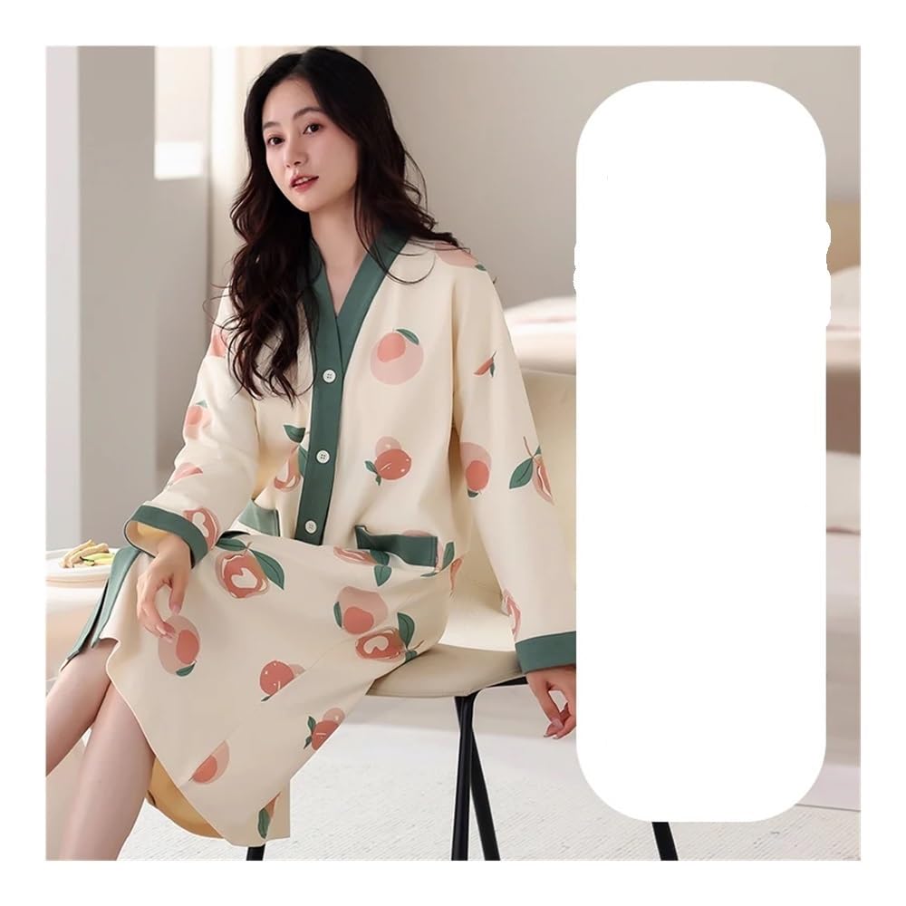 Camisón de mujer de talla grande M-5XL para primavera y otoño con almohadilla en el pecho, ropa de dormir de algodón de punto floral