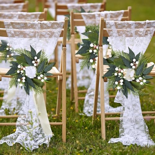 Image of 6 PCS 3 Inch Spring Summer Candle Rings Wreaths Mini Green Candle Rings Wreath Artificial Wreath with Eucalyptus Leaves and White Berries for Wedding Party Table Farmhouse Home Decorations