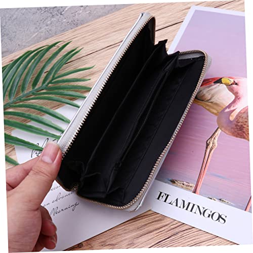 TENDYCOCO Female Clutch Bag Iridescent Women's Wallet Zipper Coin Pocket ID Slot Stylish Silver Long Wallet 5
