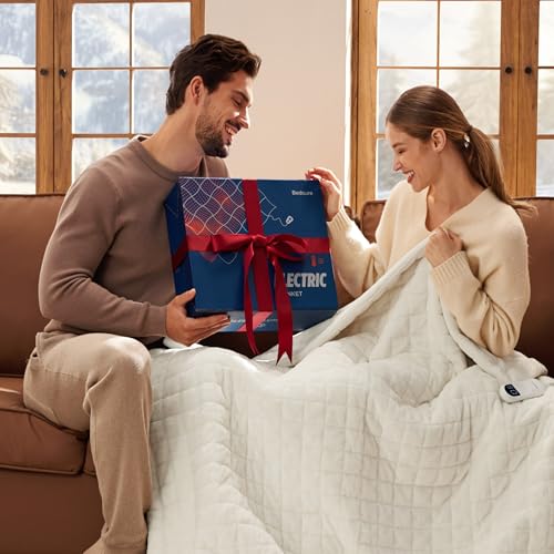 Image of Bedsure Electric Blanket Full Size - Quilted Heated Blanket Full, Soft Flannel Thick Heating Blanket with 10 Time Settings & 6 Heat Settings, Warm Gifts for Women Men (72x84 inches, Olive Green)