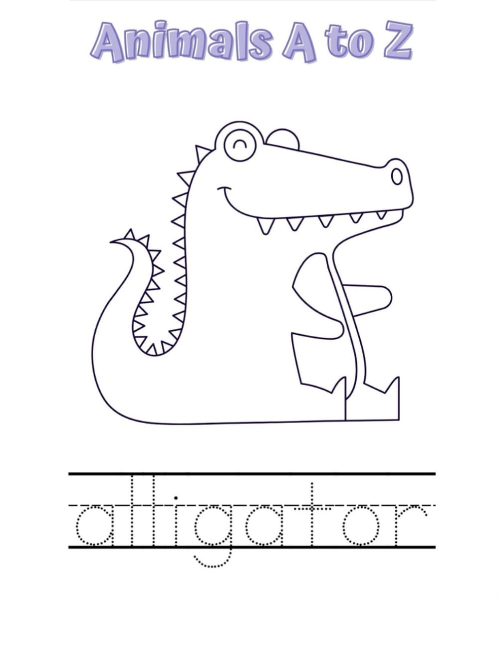 Animals Alphabet A to Z Coloring Book: Fun A–Z Animal Coloring Pages for Toddlers and Kids