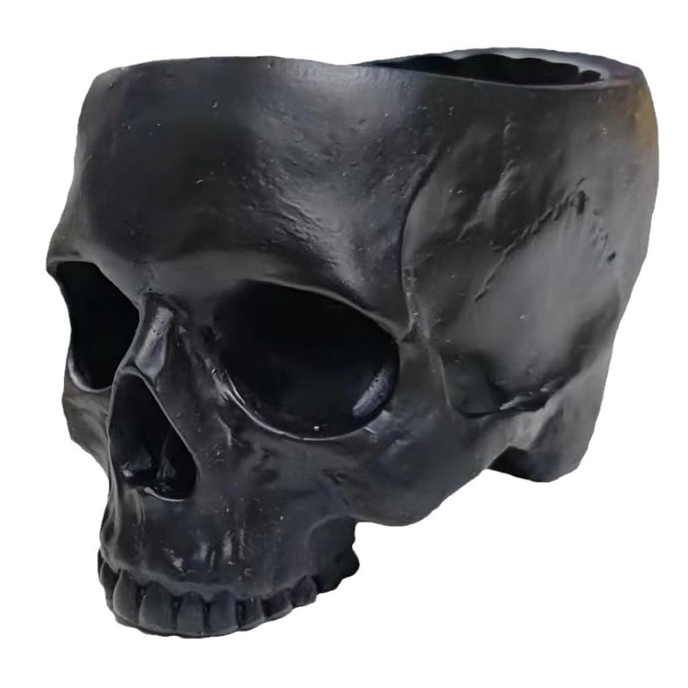 CTRLZS Outdoor Garden Decoration Halloween Skull Decoration Flower Pot Gothic Home Decoration Black