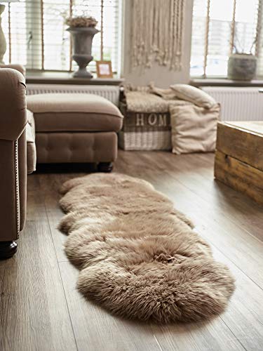 Naturally Sheepskins großer Schaffell Teppich, ca. 180cm x 55cm, Mokka, echte Schafwolle...