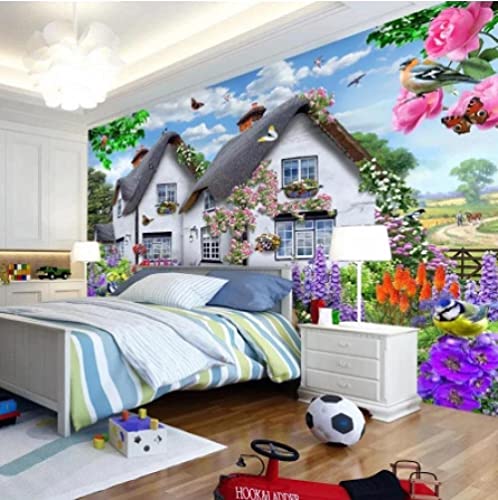 EPZEY Papier Peint Mural Autocollant 3D Fleurs De Jardin Maison Idyllique Pour Salon Chambre Chambre D'Enfants Restaurant Bureau Mur Photo Décoration Murale Tv Fond Mur Art Mur Affiche 200x150 cm – vue 2