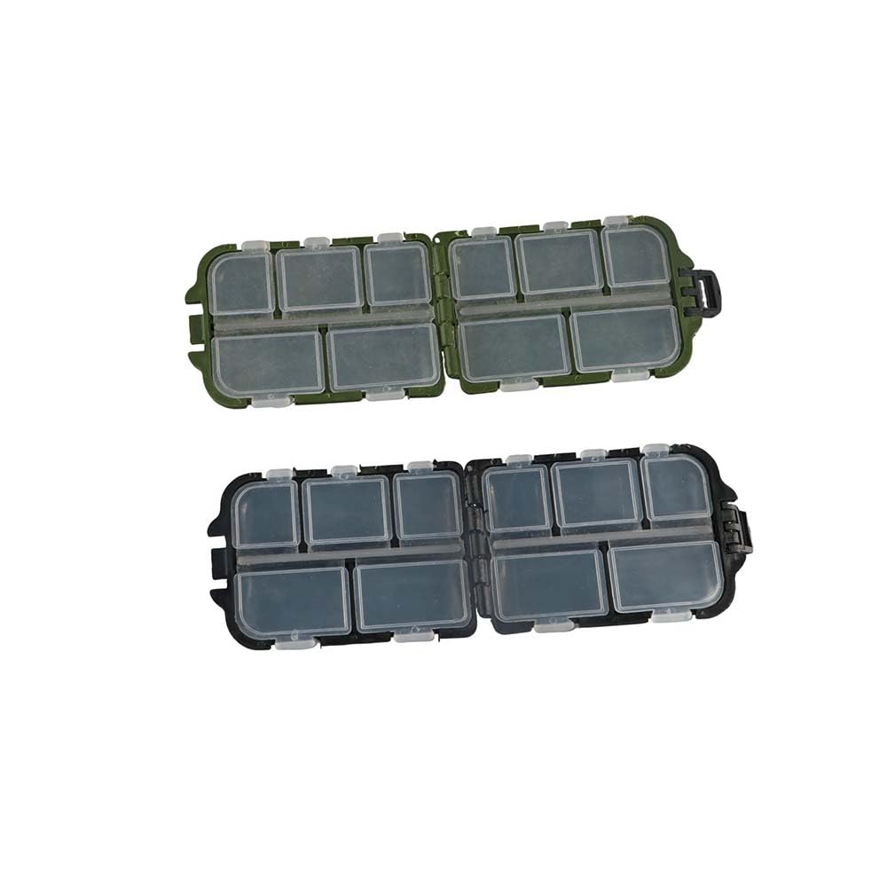 Pokinge 2PCS Compartment Mini Fishing Storage Case, Fishing Hook Lure Bait Box Organizer Container Case Fishing Accessories Fishing Tackle Box