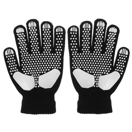 ibasenice Winter Warm Slip Ice Skating Gloves for Adults Rhinestone Decorated Durable Gripper Gloves for Snowboarding Sledding and Outdoor Activities