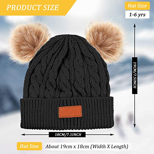 Geyoga Kids Toddler Winter Pompom Hat Baby Knitted Beanie Hat Faux Fur Pom Beanie Cap for Girls Boys 1-3 Years Old2