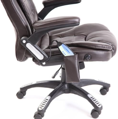 Leather high back reclining office / desk chair with massage and heat (Brown)