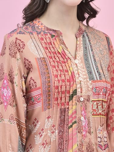 Image of Shree Women Liva (Rayon) White Floral Print Kurta